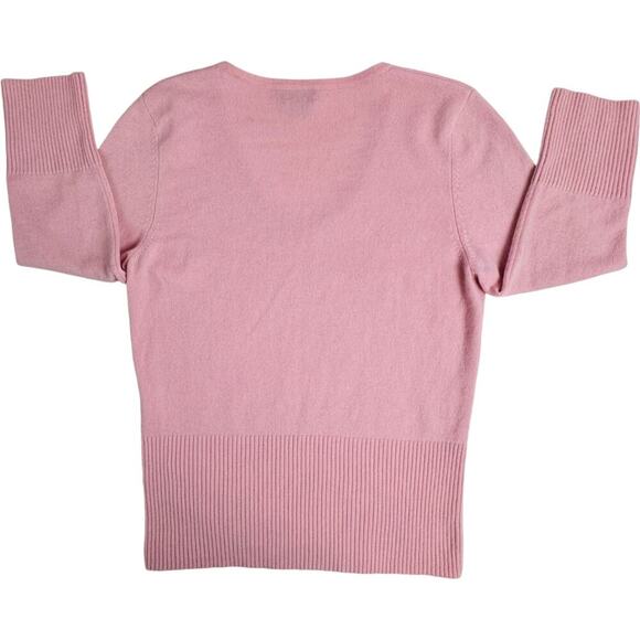Halogen 100% Cashmere Long Sleeve V-Neck Knit Pullover Sweater Pink Women Large - Picture 3 of 8